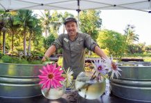 In Full Bloom at Waterlily Weekend Matt Herrman, curator of special collections, at Naples Botanical Garden. Photo courtesy of Naples Botanical Garden