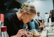 Two Chef Events to Savor at Heyday Cookshop Chef-owner Kayla Pfeiffer plating at Heyday Cookshop. Photo by Carlos Gonzalez