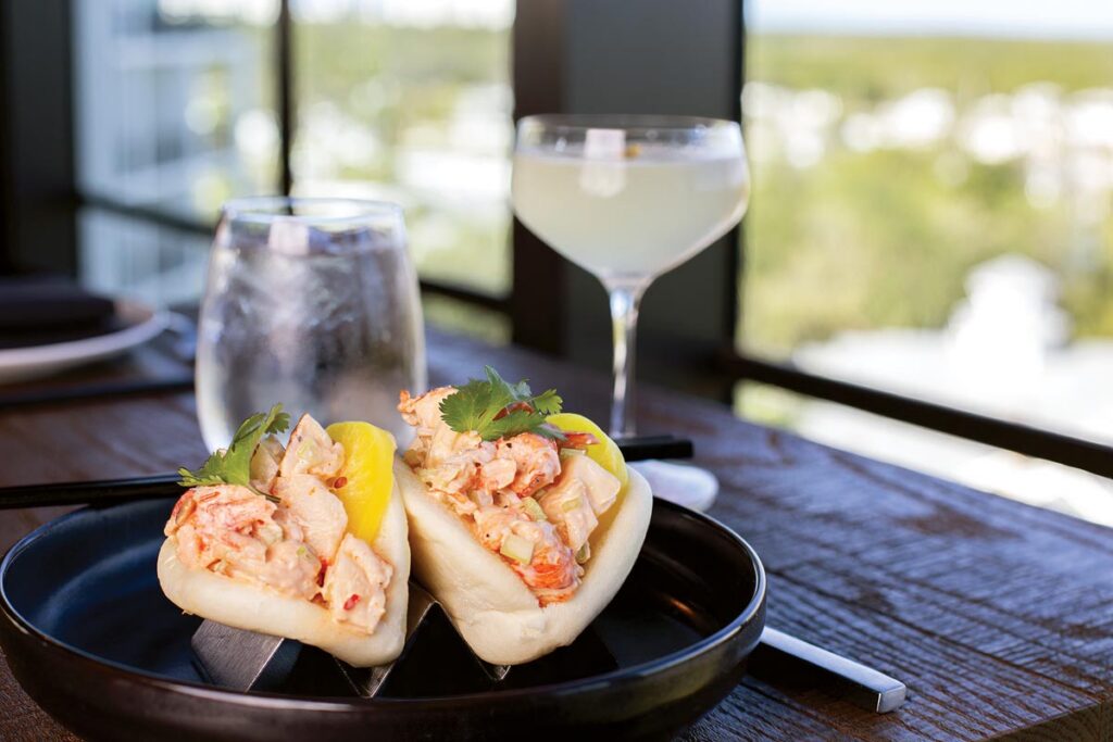 Tigress Cantonese Chophouse features unique dishes, including chilled lobster bao. Photo by Nicole Nixon_courtesy of The Perry Hotel Naples