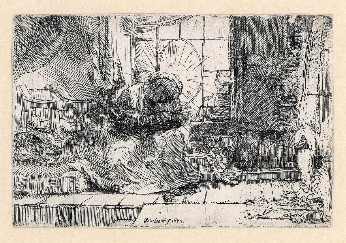 The Virgin and Child with the Cat and Snake by Rembrandt. Image courtesy of Naples Art Institute